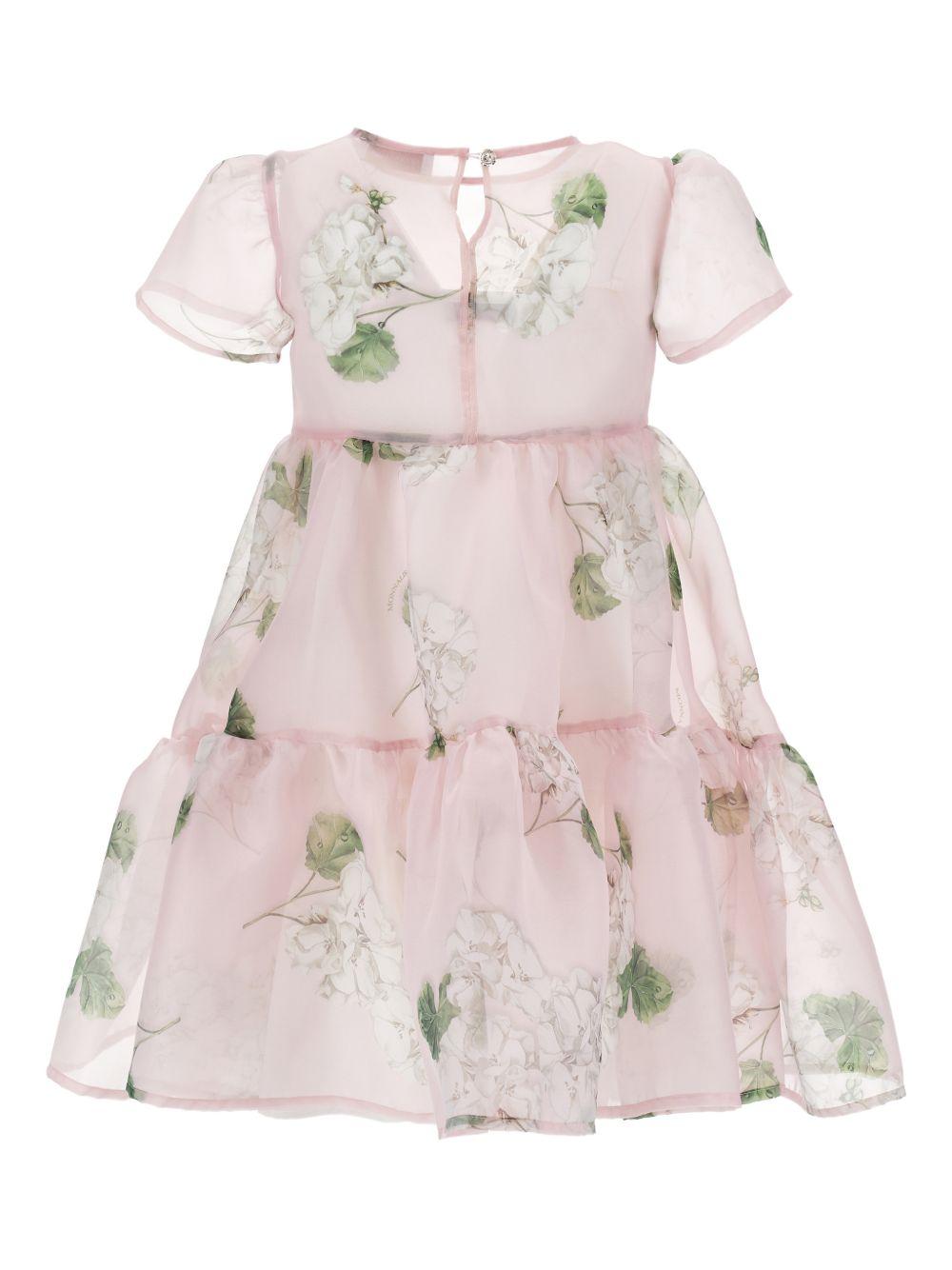 Abito per bambina Monnalisa rosa con stampa a fiori 71G913 7652 0091 MONNALISA KIDS 