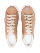 Sneakers per bambino Colorichiari beige scuro in pelle con rinforzo sul tallone a contrasto con logo MJ958165 4869 2422 COLORICHIARI KIDS 