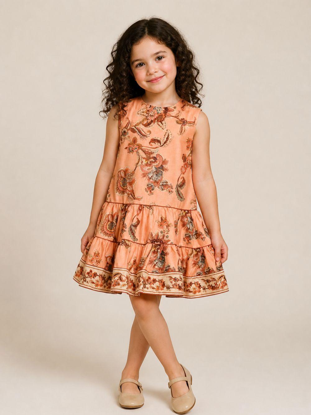 Abito per bambina Zimmermann Kids rosa con stampa floreale all-over 7821DS S261 ZIMMERMANN KIDS 