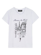 T-shirt per bambina Karl Lagerfeld Kids bianca con stampa Maison de Karl Z30939 10P KARL LAGERFELD KIDS 