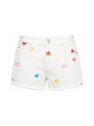 Shorts per bambina MC2 Saint Barth Kids bianchi con ricami marini KOK0001 03325L MC2 ST. BARTH KIDS 