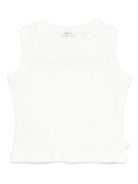 T-shirt smanicata per bambina Il Gufo bianco con mini targhetta P25TC090M0141 100 IL GUFO 