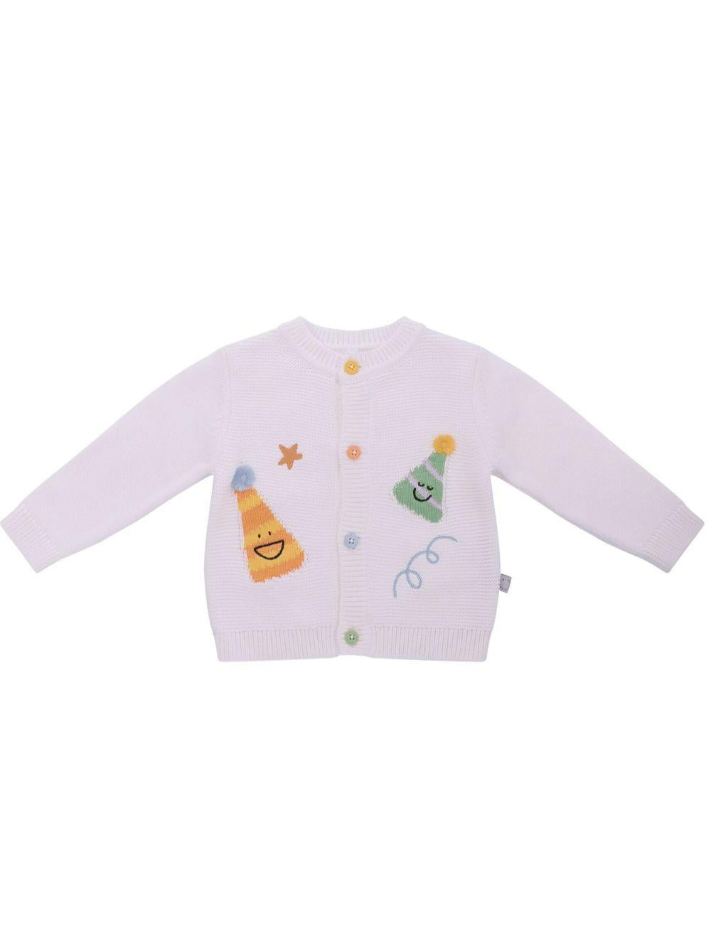 Cardigan per neonati Stella McCartney Kids bianco con ricamo cappelli da festa TY9520 Z2423 101 STELLA McCARTNEY KIDS 