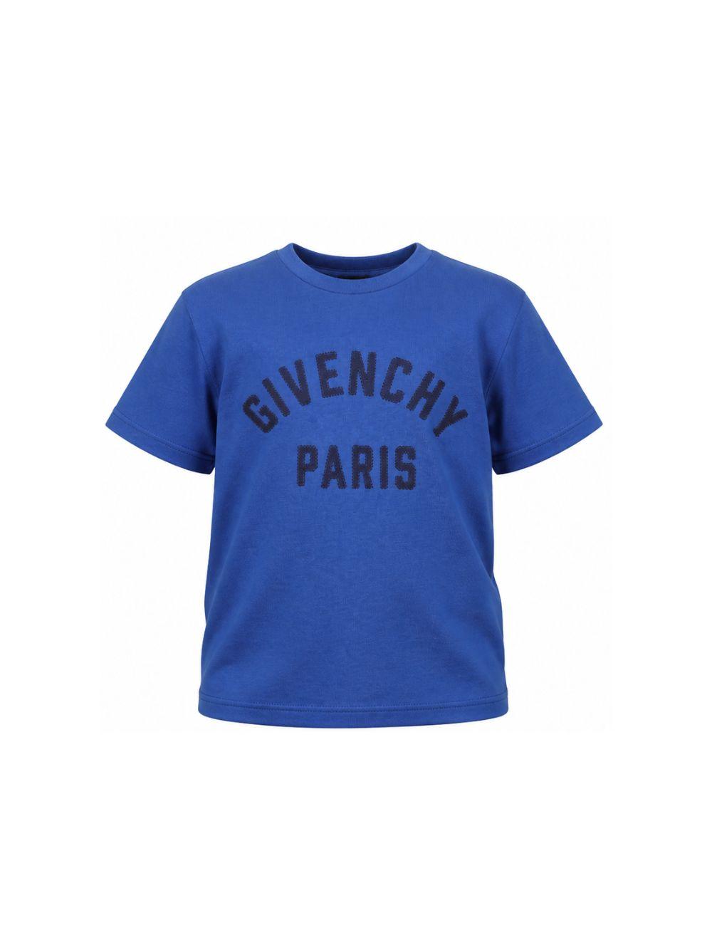 T-shirt per bambini Givenchy Kids blu con stampa logo sul davanti H31345 865 GIVENCHY KIDS 