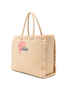 Borsa tote vanity MC2 Saint Barth beige intrecciato con logo ricamato sul davanti VANI021 09064L MC2 ST. BARTH KIDS 