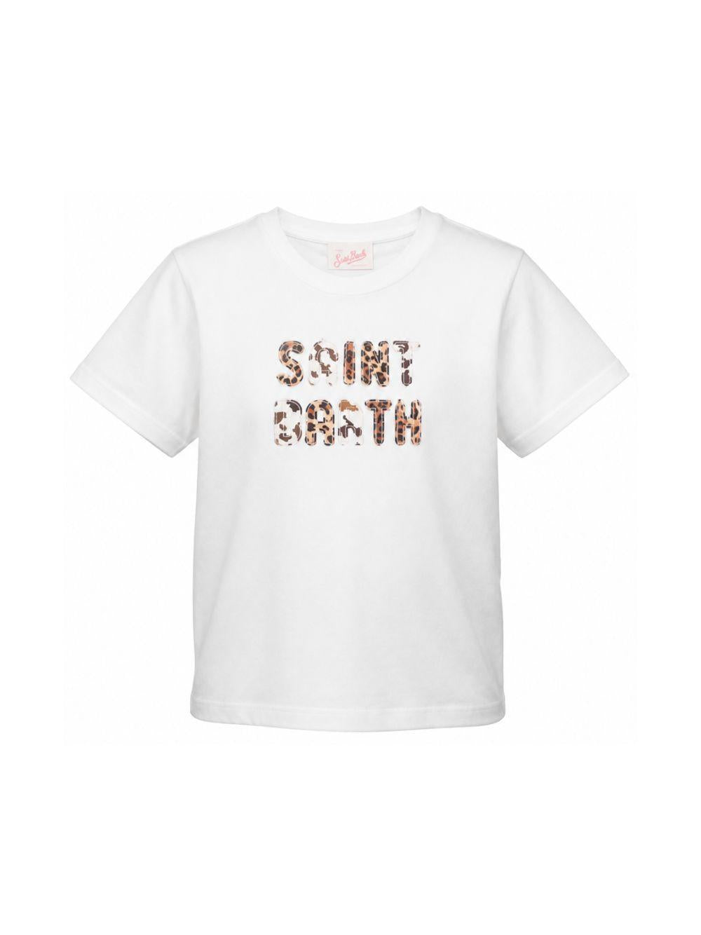 T-shirt da donna MC2 Saint Barth bianca con dettaglio logo animalier EMI0001 00298L MC2 ST. BARTH 