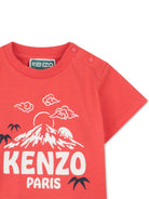 T-shirt per neonato Kenzo Kids rossa con stampa grafica sul davanti K61862 976 KENZO KIDS 