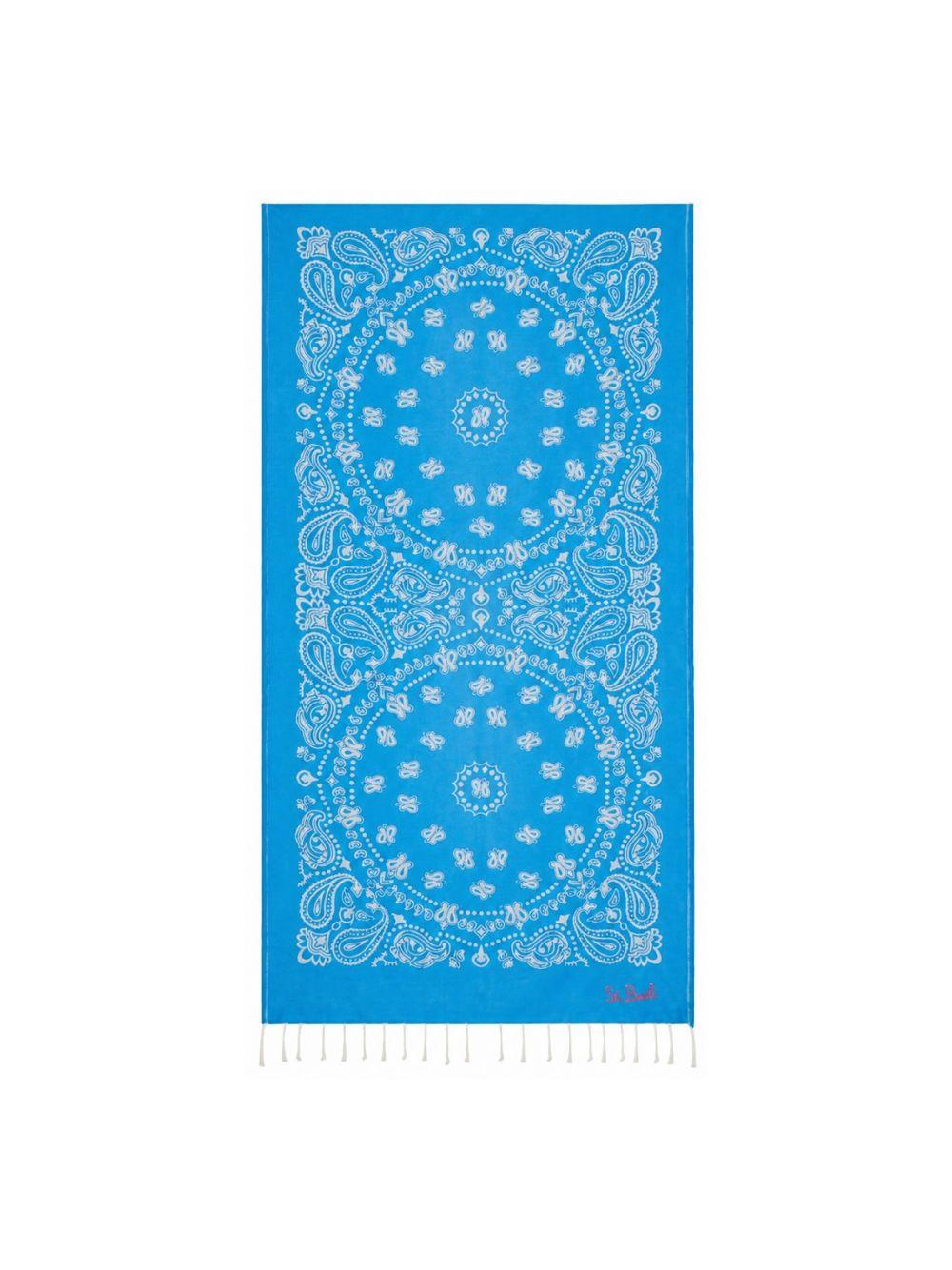 Telo mare per bambino MC2 Saint Barth Kids azzurro con stampa grafica all-over FOUT009 02703L MC2 ST. BARTH KIDS 
