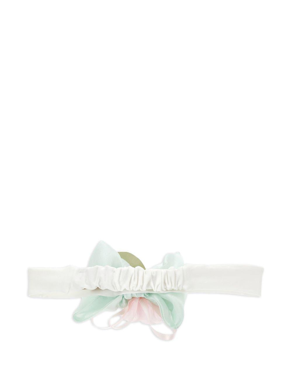 Fascia per capelli per neonata Monnalisa bianco con dettaglio con fiocco e fiore 73G005 7201 0120 MONNALISA 