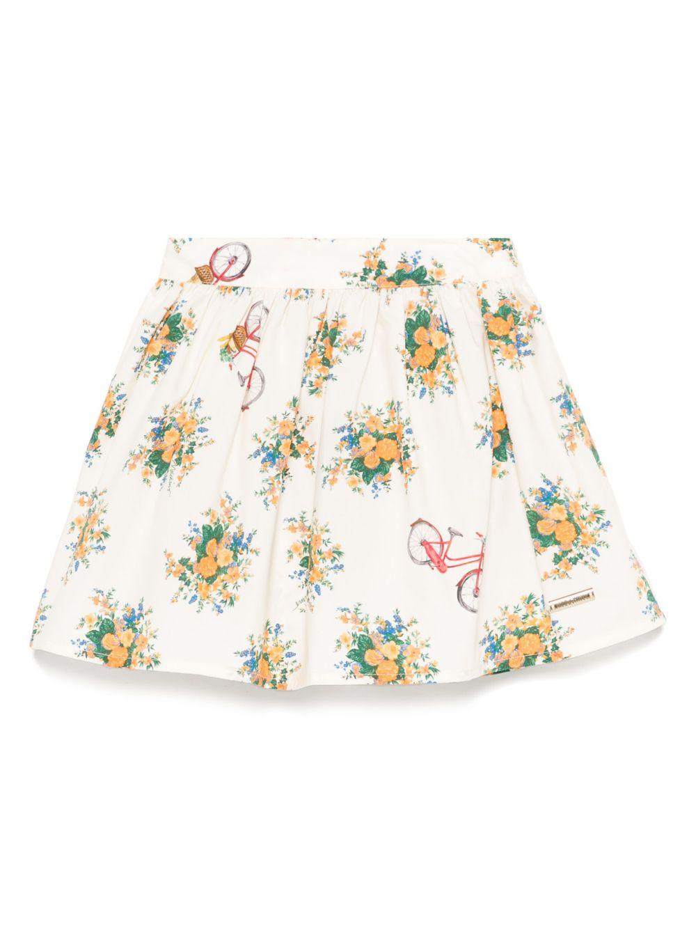 Gonna per bambina Moschino Kids a fiori con placca con logo HDJ03TLLB56 84435 MOSCHINO KIDS 