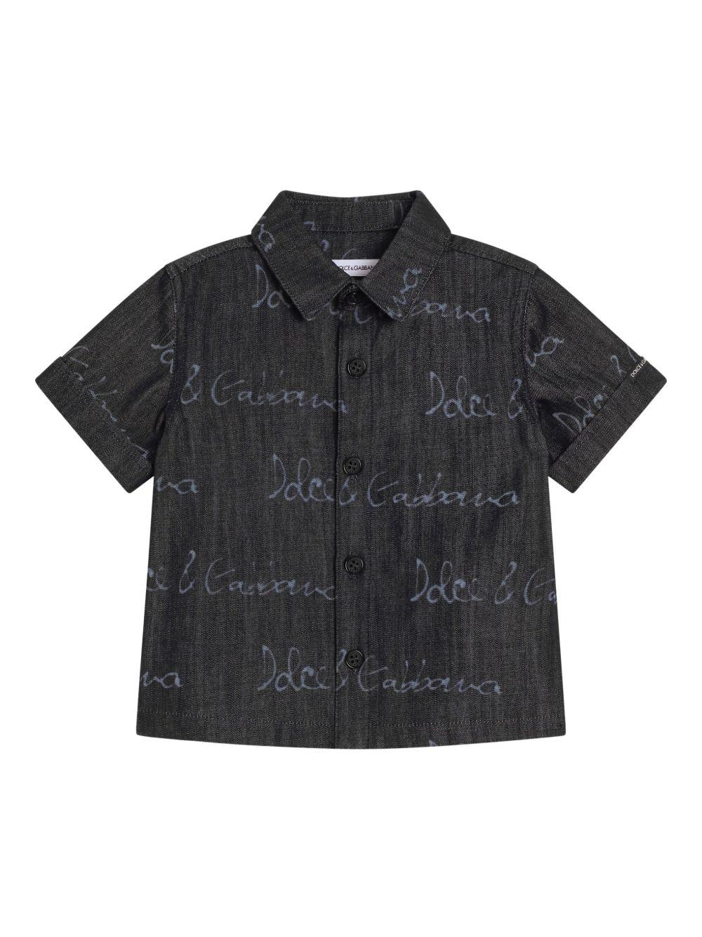 Camicia per neonato Dolce & Gabbana Kids nero in denim con colletto classico L14S22 LDC87 S9000 DOLCE & GABBANA KIDS 