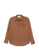 Camicia da donna MC2 Saint barth marrone con logo ricamato CYS0002 08806L MC2 ST. BARTH 