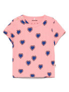 T-shirt per neonata Mini Rodini rosa con stampa a cuori 2522013128NB PINK MINI RODINI KIDS 