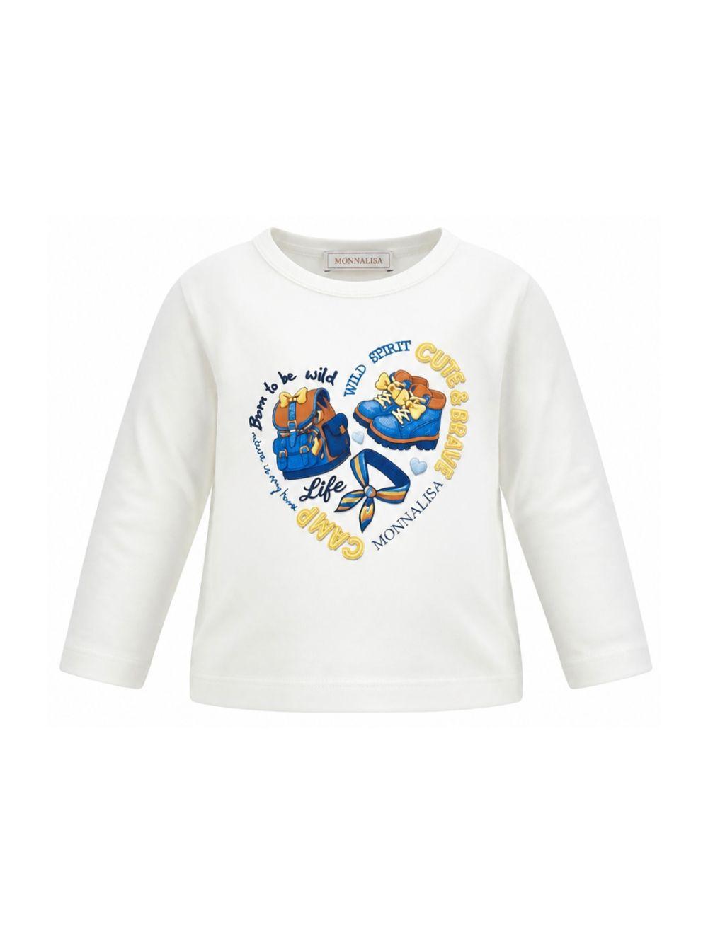 T-shirt per bambina Monnalisa Kids bianca con stampa grafica e maniche lunghe 11H624 8201 0156 MONNALISA KIDS 