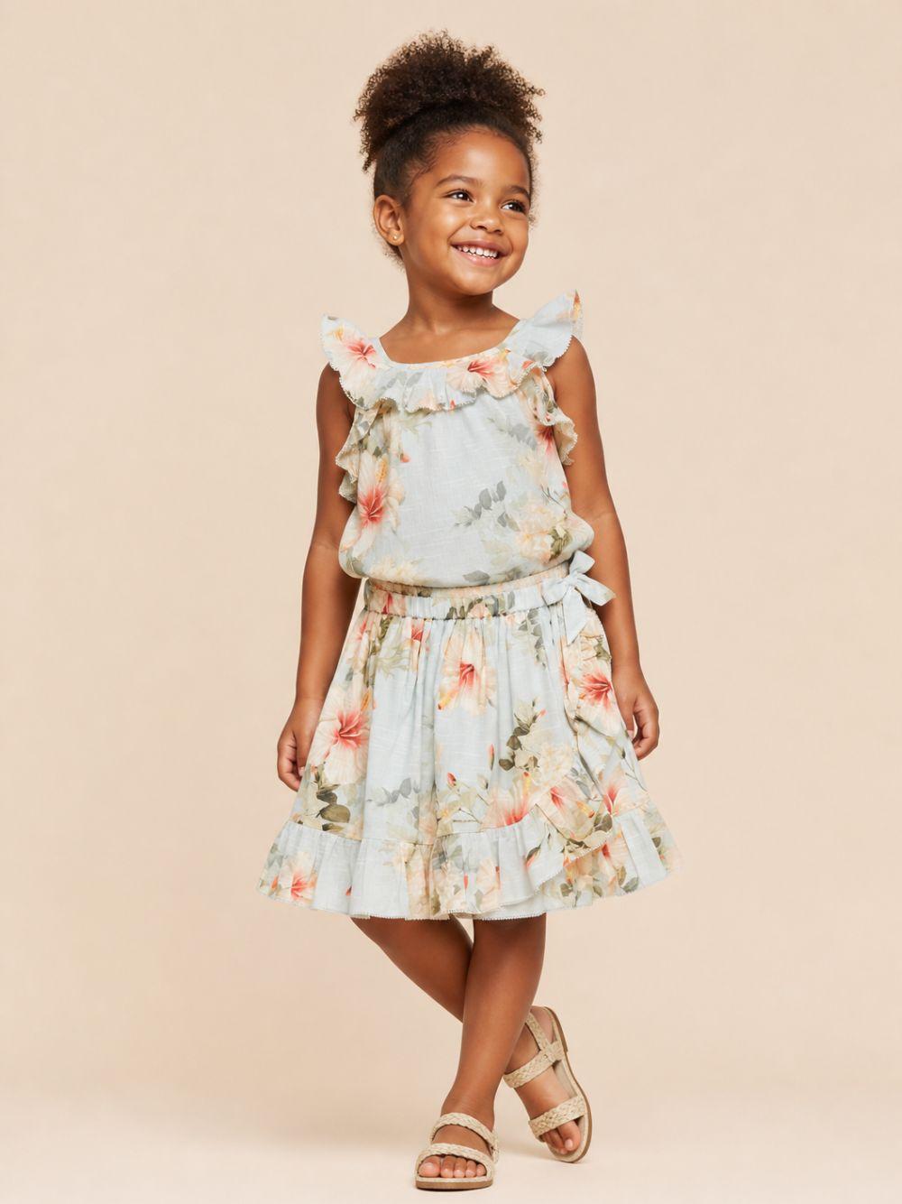 Top per bambina Zimmermann Kids azzurra con stampa floreale all-over 7284TS S263 ZIMMERMANN KIDS 
