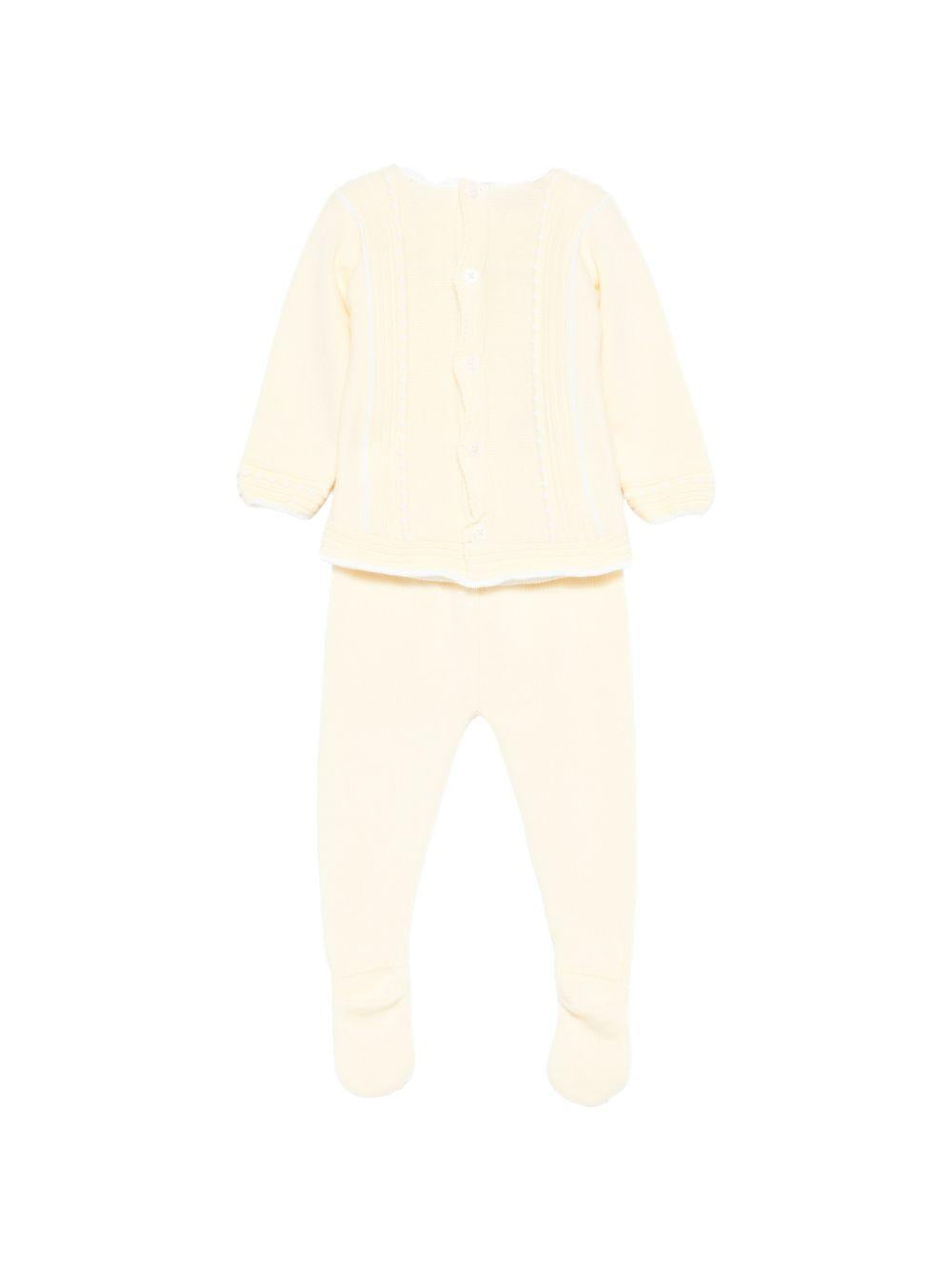 Set maglia con pantaloni per neonata Paz Rodriguez giallo con lavorazione in maglia a coste 103-123522 0501 PaZ RODRIGUEZ KIDS 