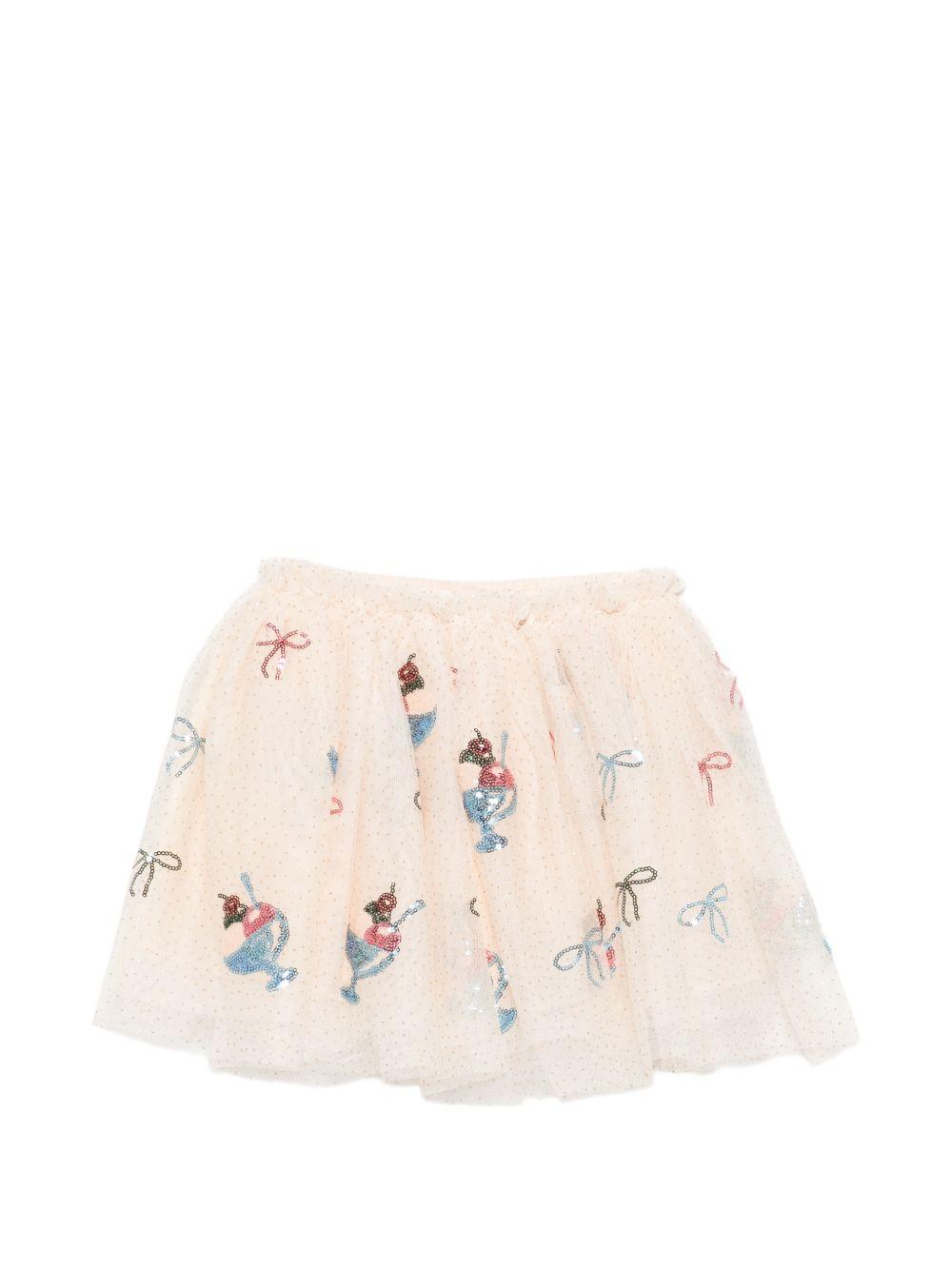 Gonna Yvonne per bambina Konges Sløjd  beige con ricamo gelato KS105139 GELATO KONGES SLOJD 
