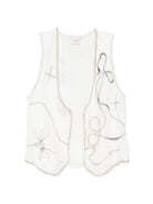 Gilet da donna Alysi bianco con stampa floreale 216812 P6202 BURRO ALYSI 