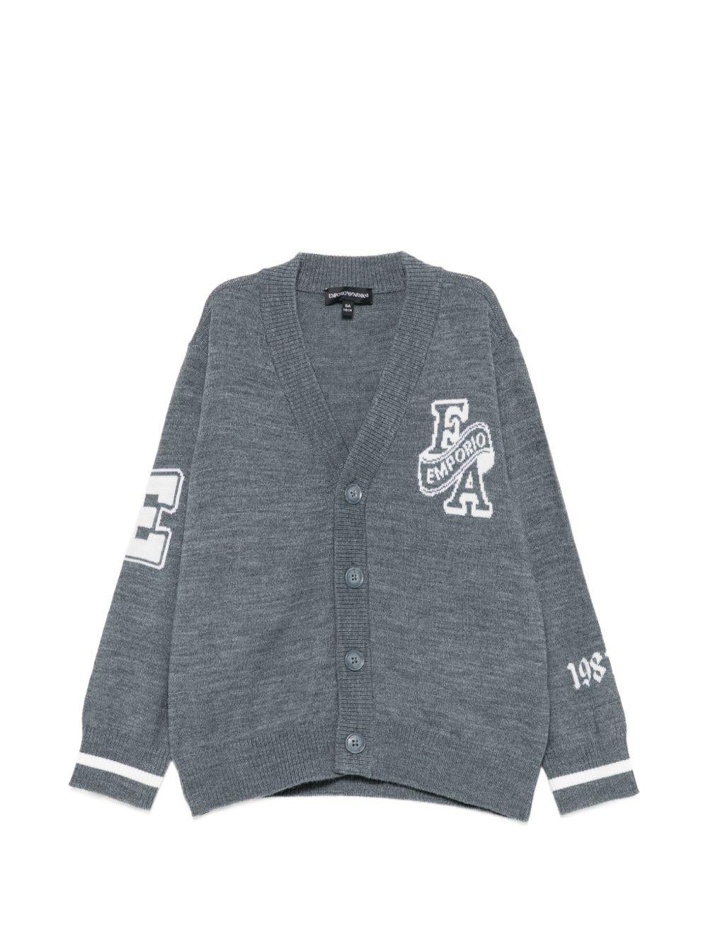 Cardigan per bambino Emporio Armani Kids grigio a maniche lunghe EB001686 AF27314 O8035 EMPORIO ARMANI KIDS 