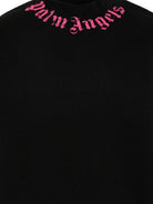 Felpa per bambina Palm Angels Kids nera con stampa logo fucsia PGBA013S26FLE004 110 PALM ANGELS KIDS 