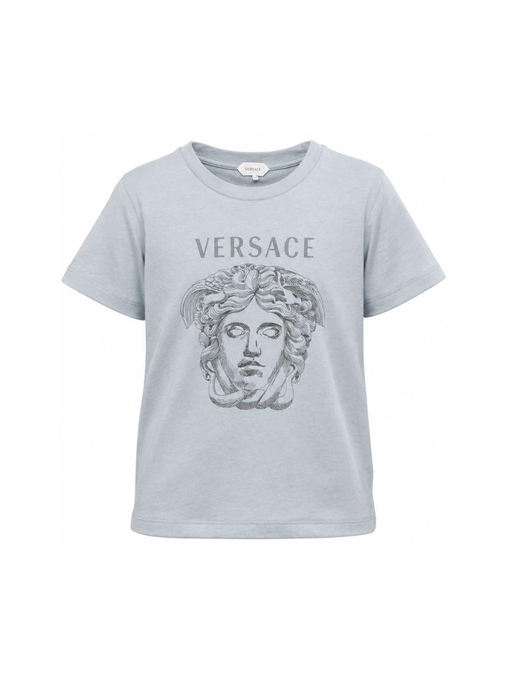 T-shirt per bambino Versace Kids azzurra con stampa grafica 10249461A18182 2U3G0 VERSACE KIDS 