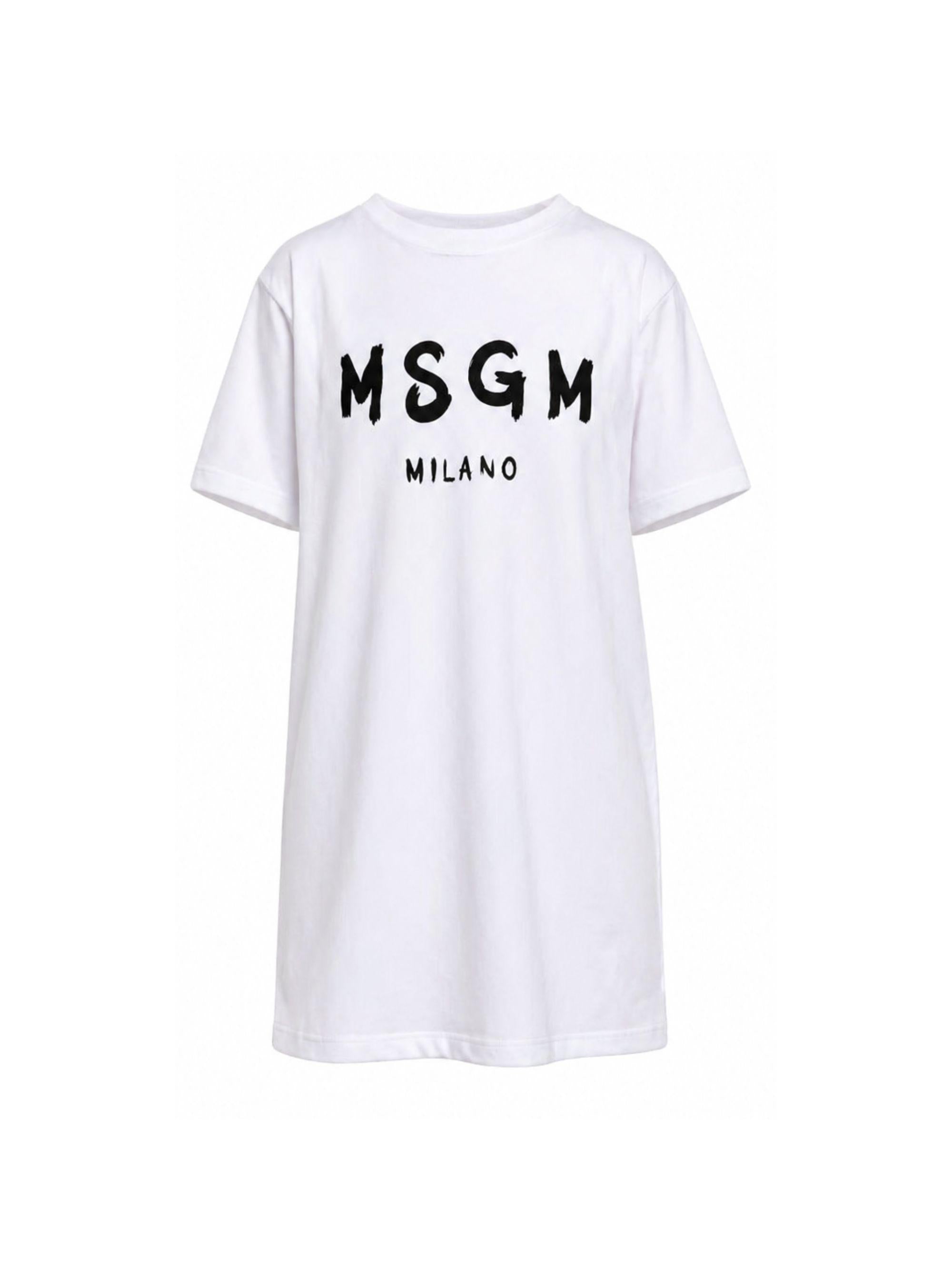 Abito per bambina MSGM Kids bianco con stampa logo S6MSJGDR068 001 MSGM KIDS 