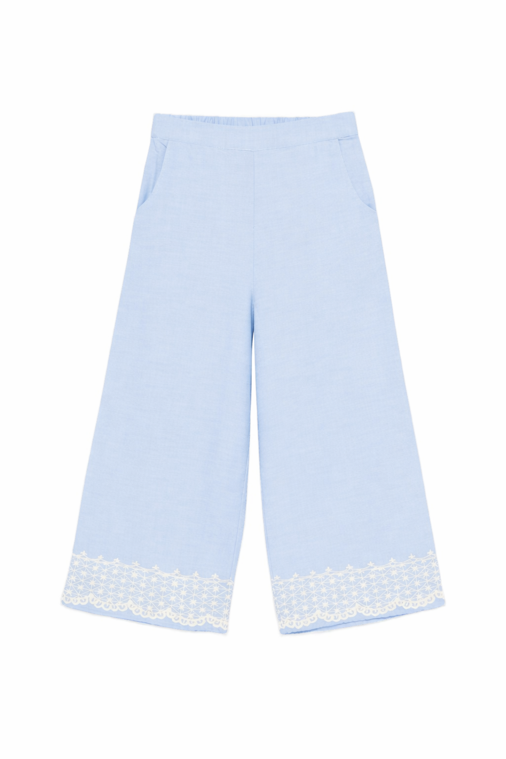 Pantaloni Florelia per bambina Louise Misha azzurri con dettagli ricamati GRI-S26-P0060 BLUE LOUISE MISHA KIDS 