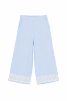 Pantaloni Florelia per bambina Louise Misha azzurri con dettagli ricamati GRI-S26-P0060 BLUE LOUISE MISHA KIDS 