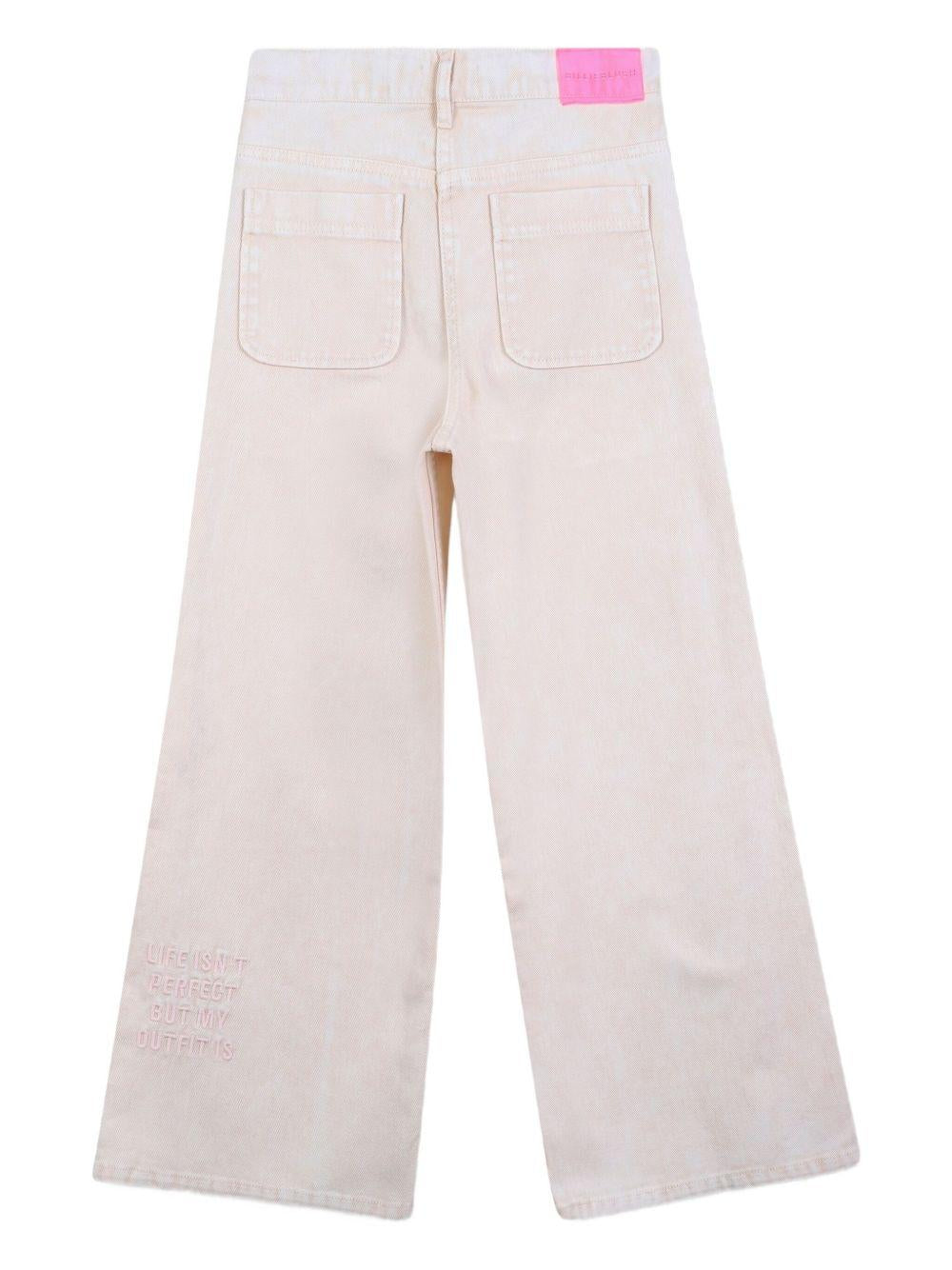 Jeans per bambina Billieblush bianchi con applicazione logo U21237 243 BILLIEBLUSH 