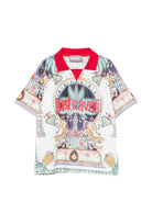 T-shirt per bambino Just Cavalli Kids bianco con stampa tigrata JGP26106PO PALM PRISTINE ROBERTO CAVALLI KIDS 