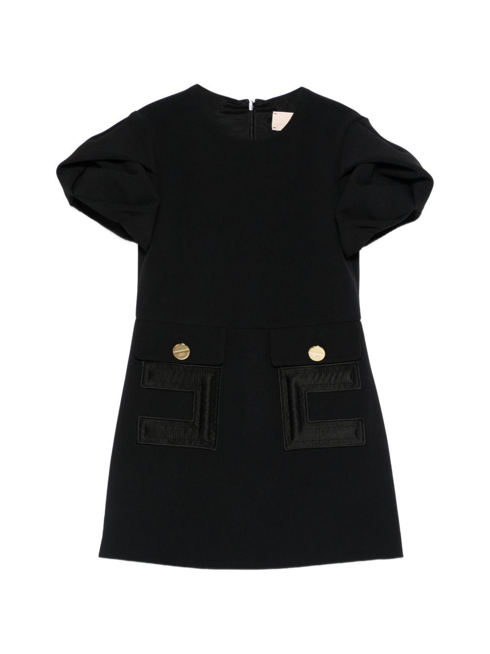 Abito per bambina Elisabetta Franchi La Mia Bambina nero con tasche a patta EFAB6460GA022 N000 ElISABETTA FRANCHI KIDS 