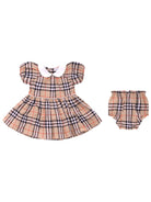 Abito per bambina Burberry Kids beige con motivo a quadri 8119879 B9368 BURBERRY KIDS 