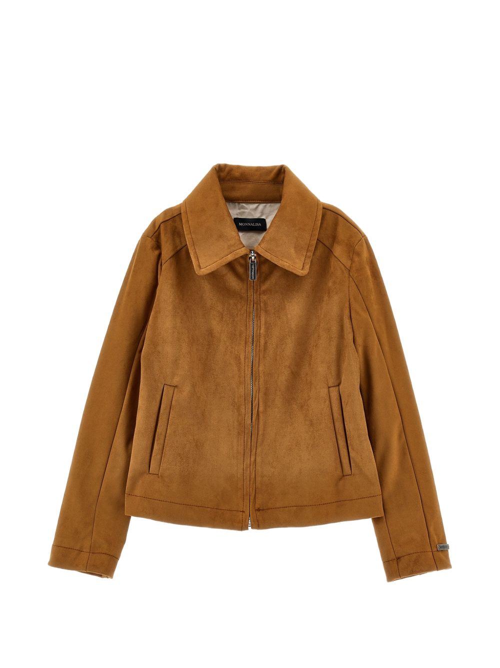 Giubbino per bambina Monnalisa Kids marrone con colletto alla francese 41H102 8404 0005 MONNALISA KIDS 