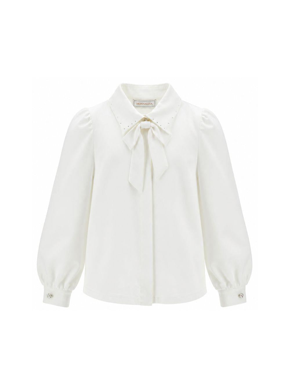Camicia per bambina Monnalisa Kids bianca con colletto a strass 18HAZZ 8201 0099 MONNALISA KIDS 