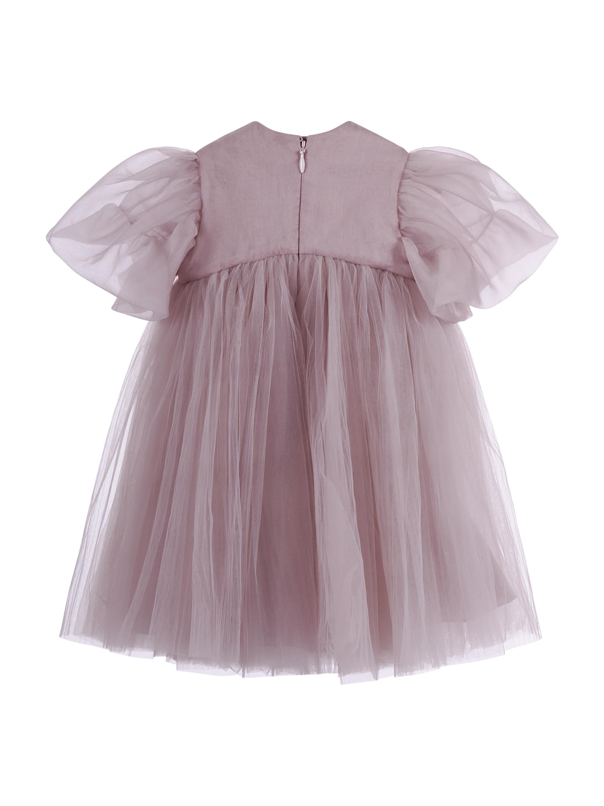 Abito per neonata Maison Ava rosa con decorazione in cristalli MA FW25 GC32 PINK MAISON AVA KIDS 