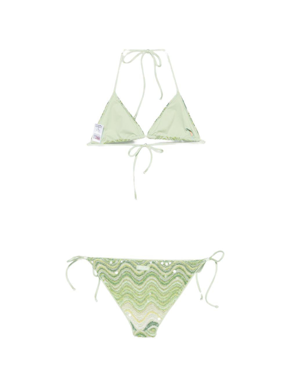 Bikini per donna MC2 Saint Barth verde a maglia a zigzag con paillettes VIR0001 01209L MC2 ST. BARTH 