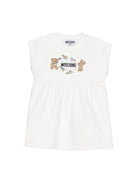 Abito per neonata Moschino Kids bianco con stampa due Teddy Bear MDV0DFLCA86 10063 MOSCHINO KIDS 