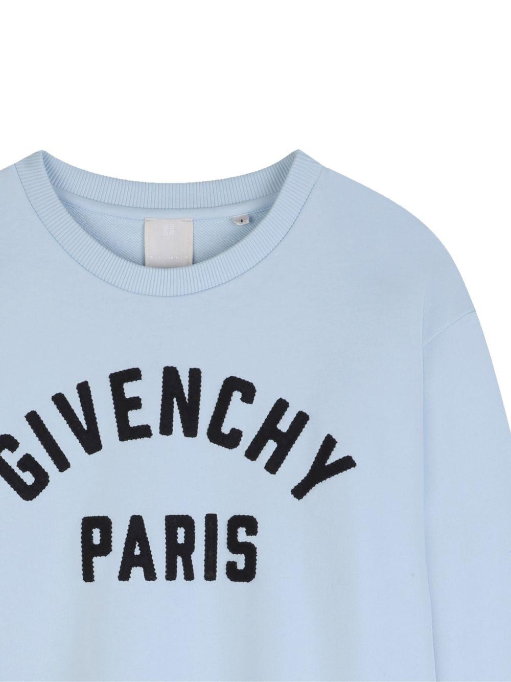 Felpa per bambino Givenchy Kids azzurra con logo sul davanti H31214 77L GIVENCHY KIDS 