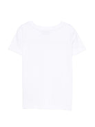 T-shirt per bambina Moschino Kids bianca con logo con strass HHM06KLBA10 10101 MOSCHINO KIDS 