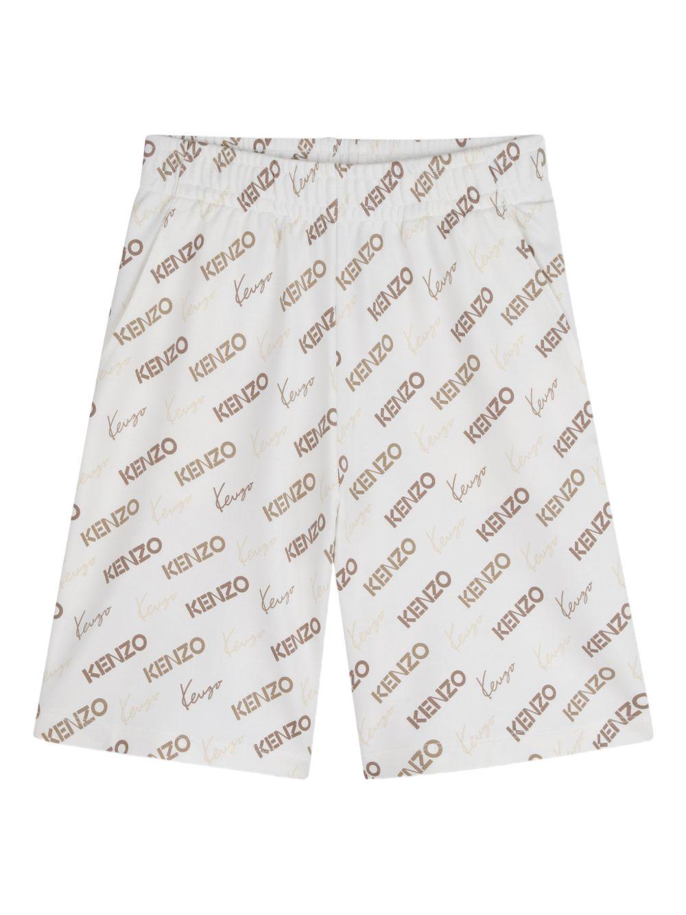 Shorts per bambino Kenzo Kids bianco con logo all-over K61683 117 KENZO KIDS 