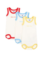 Set di tre body per neonati Petit Bateau bianco con bordi a contrasto A0FSL 00 PETIT BATEAU KIDS 