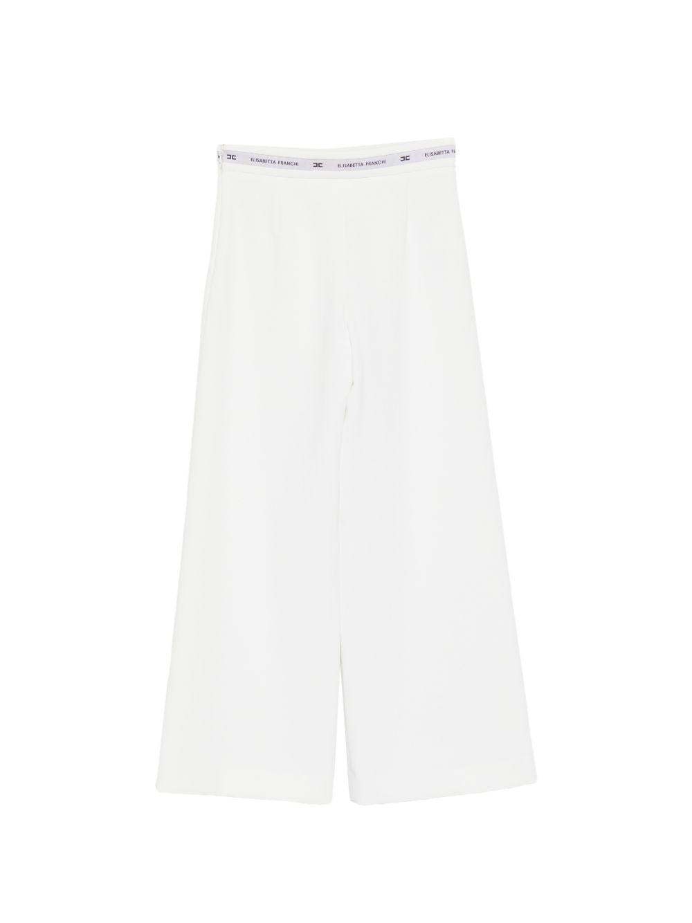 Pantaloni per bambina Elisabetta Franchi La Mia Bambina bianchi con banda logo EFPA3140GA022 0195 ElISABETTA FRANCHI 