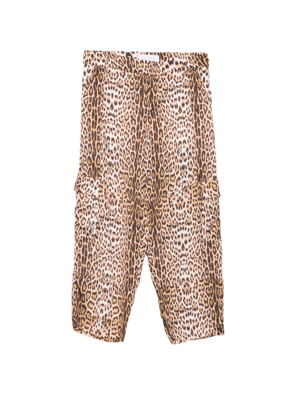 Pantaloni per bambina Roberto Cavalli Kids marrone con stampa leopardata CGP26027PA MACULA N.H. ROBERTO CAVALLI KIDS 