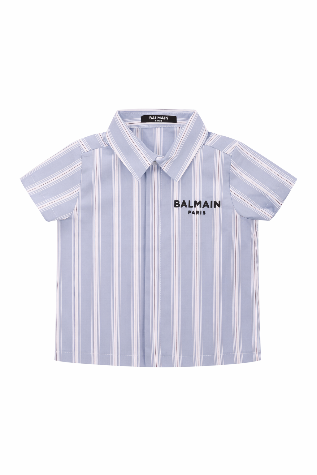 Camicia per neonato Balmain Kids azzurra con design a righe bianche BY5511 P0592 685BC BALMAIN KIDS 