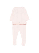 Completo maglioncino e pantaloni per neonata Paz Rodriguez rosa con lavorazione a pointelle 103-123680 322 PaZ RODRIGUEZ KIDS 