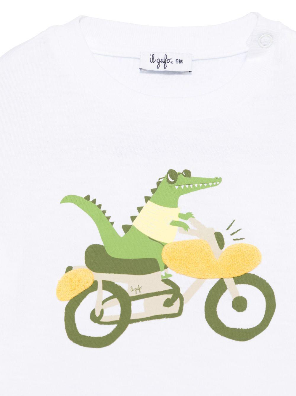 T-shirt con stampa per neonato Il Gufo bianco con orlo dritto P25TS480MF001 156 IL GUFO 