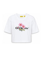T-shirt per bambina Off-White Kids bianca con stampa grafica floreale sul davanti 44GAA019S26J001 100 OFF WHITE KIDS 