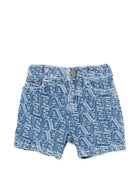 Shorts per neonato Emporio Armani Kids blu con logo all-over EB001349 AF24090 FB056 EMPORIO ARMANI KIDS 