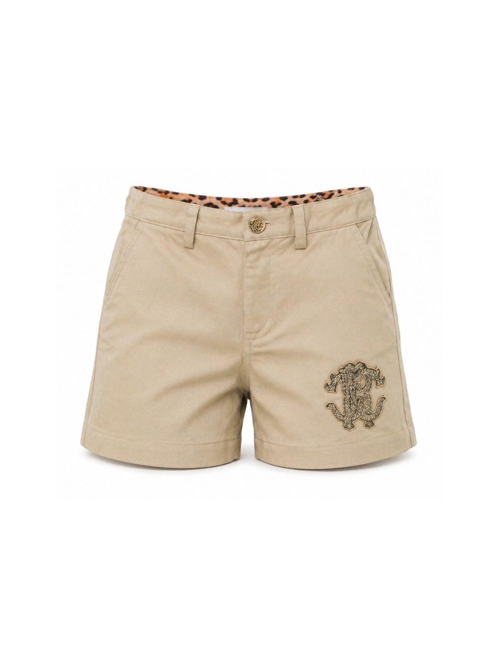 Shorts per bambino Roberto Cavalli Kids beige con toppa monogramma CBP26085BE MARRONE D. ROBERTO CAVALLI KIDS 