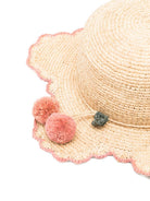 Cappello per bambina Bonpoint beige con pompon rosa S06GACW00001 006 BONPOINT KIDS 